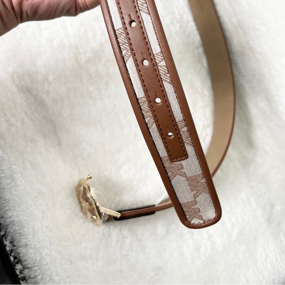 NWT Michael Kors brown MK belt. Monogram print throughout. Medium. - Picture 4 of 12